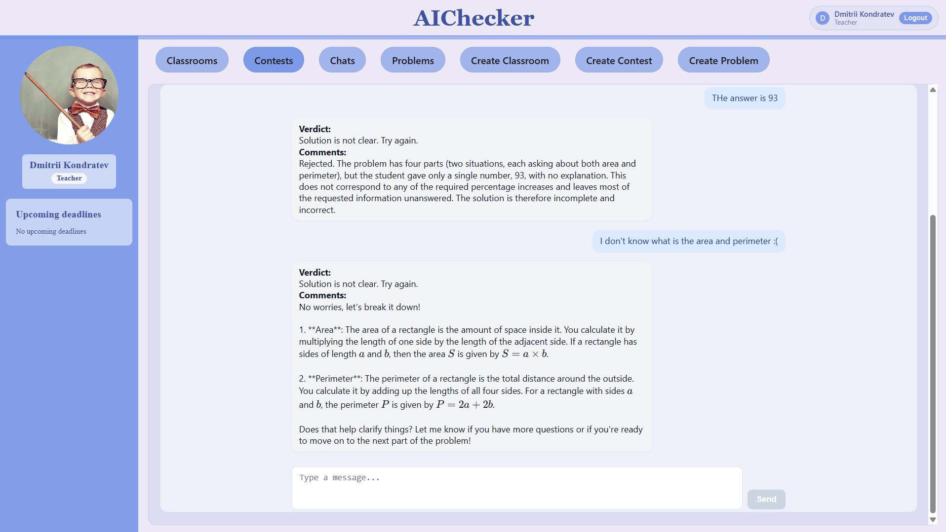 AiChecker assignment and solution checking view